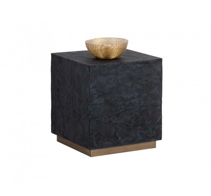 Sunpan Newbury Side Table - Black Slate - Angled View