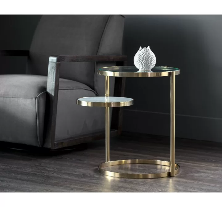 Sunpan Helica Side Table - Brass - Lifestyle