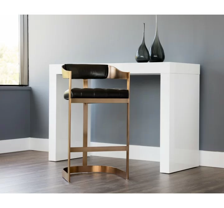  Sunpan Beaumont Barstool - Antique Brass - Cantina Black - Lifestyle