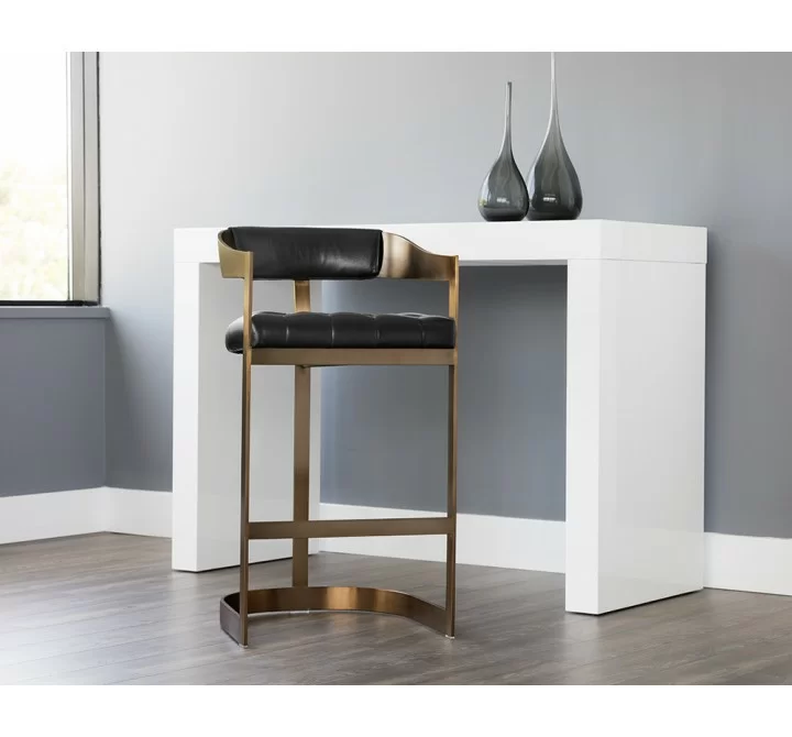 Sunpan Beaumont Barstool in Antique Brass And Cantina Black - Lifestyle