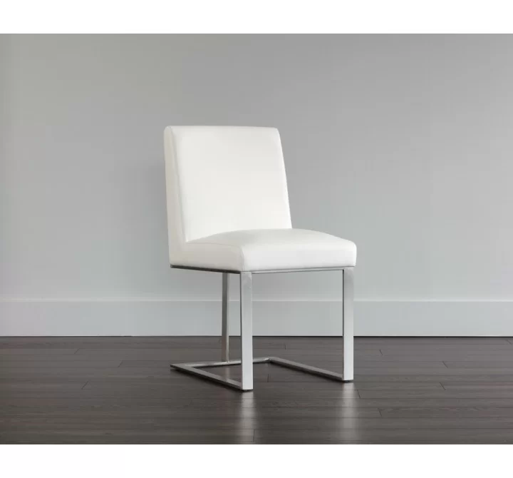 Dean Dining Chair - Stainless Steel - Cantina White - Lifestyle