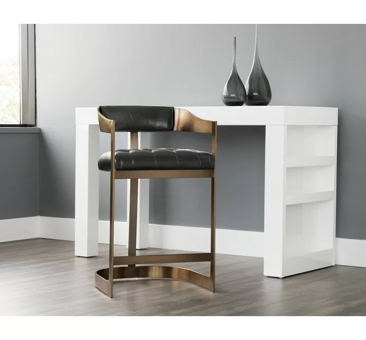 Sunpan Beaumont Counter Stool in Antique Brass And Cantina Black - Lifestyle