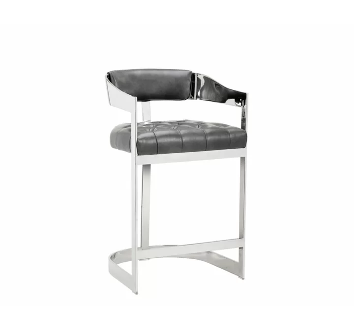 Sunpan Beaumont Counter Stool - Stainless Steel - Cantina Magnetite - Angled 