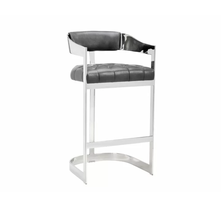 Sunpan Beaumont Barstool - Stainless Steel - Cantina Magnetite - Angled