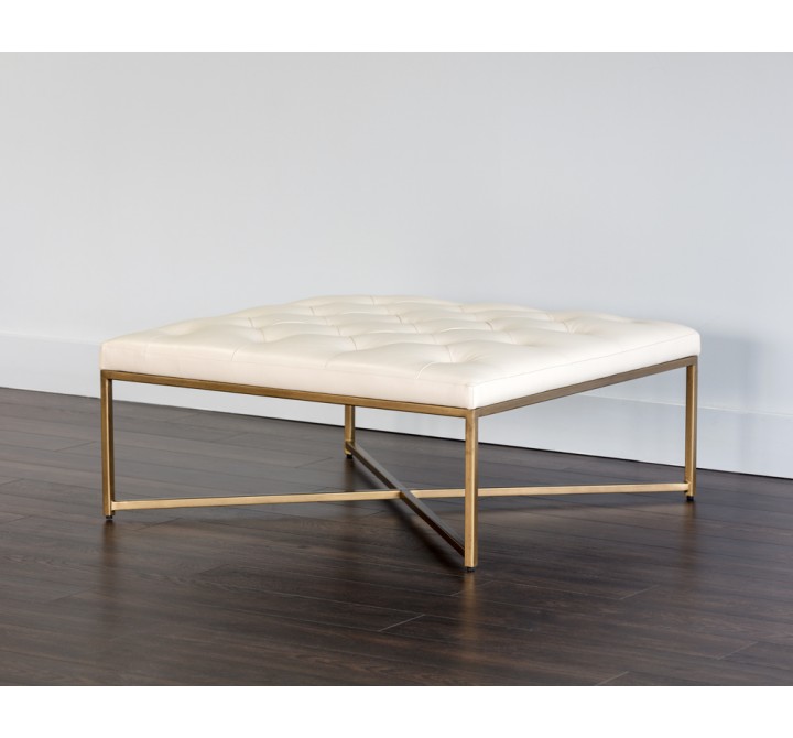 Endall Ottoman - Square - Vintage Vanilla Leather - Lifestyle