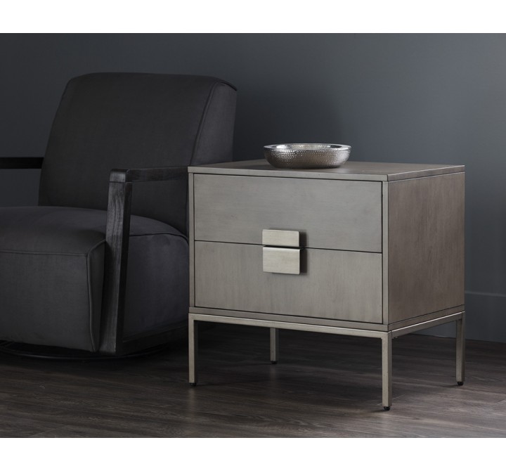 Jade Nightstand - Antique Silver - Ash Grey - Lifestyle