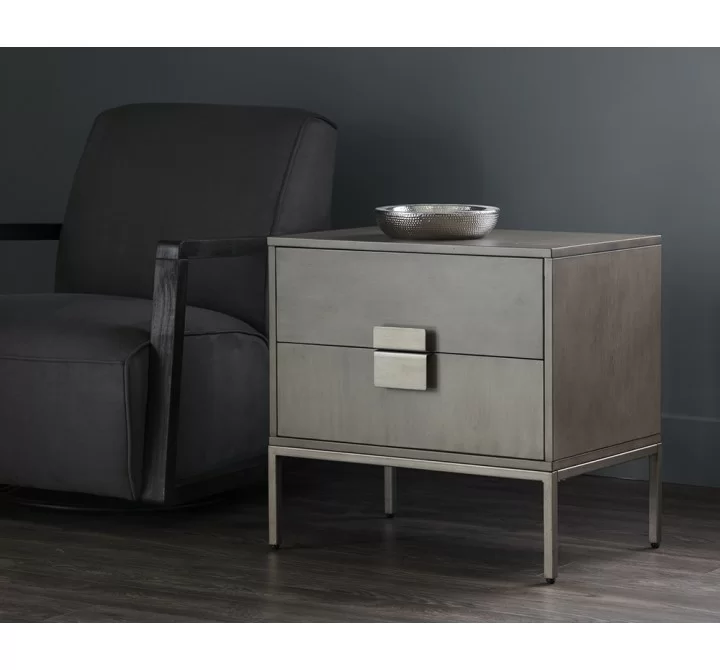 Jade Nightstand - Antique Silver - Ash Grey - Lifestyle