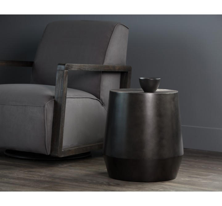 Sunpan Creed Side Table In Gunmetal - Lifestyle