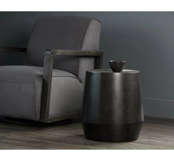 Sunpan Creed Side Table In Gunmetal - Lifestyle