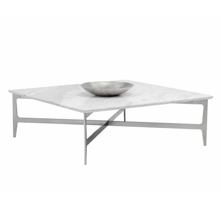 Sunpan Clearwater Coffee Table - Square - Angled with Decor