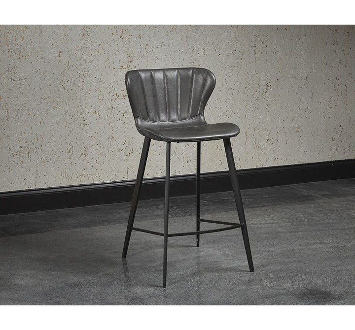 Sunpan Arabella Counter Stool - Bravo Portabella / Polo Club Kohl Grey - Front Side View