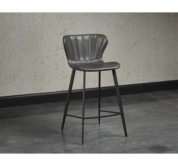 Sunpan Arabella Counter Stool - Bravo Portabella / Polo Club Kohl Grey - Front Side View