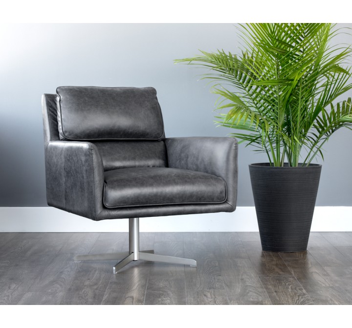 Sunpan Easton Swivel Lounge Chair - Marseille Black - Lifestyle