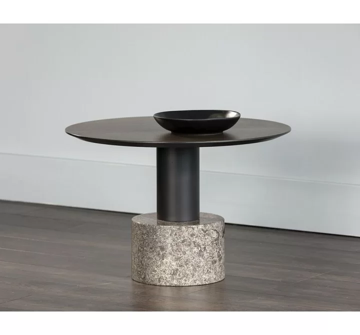 Monaco Coffee Table - Black - Light Grey Marble / Raw Umber/Charcoal Grey - Lifestyle