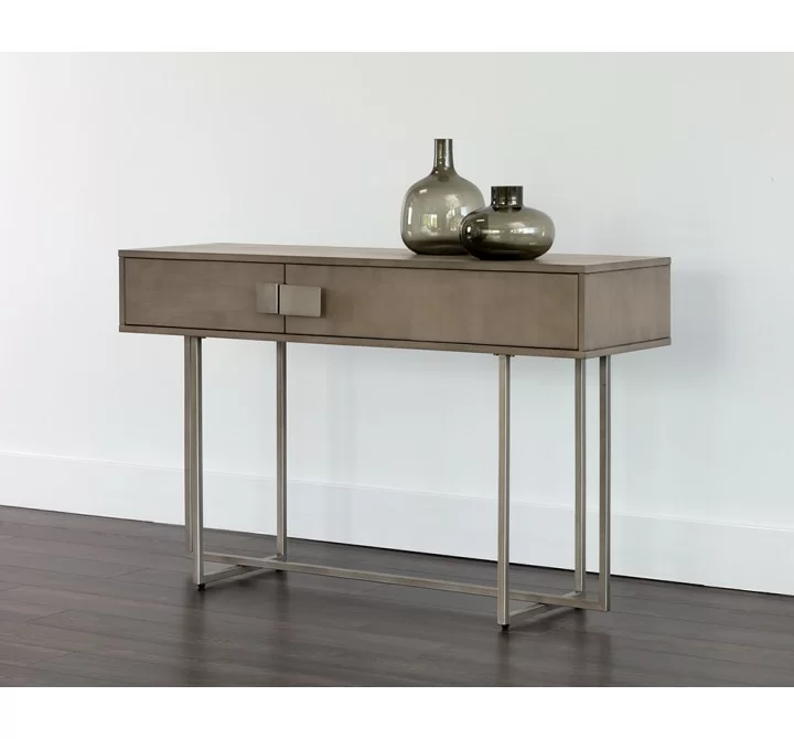 Jade Console Table - Antique Silver - Ash Grey - Lifestyle
