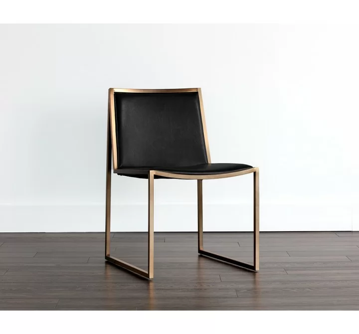 Blair Dining Chair - Antique Brass - Cantina Black - Angled View
