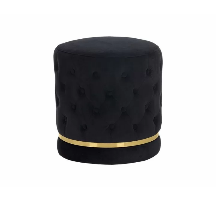SUNPAN Nevada Swivel Ottoman - Abbington Black, Polo Club Muslin, Frontview