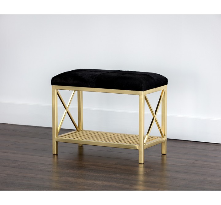 Bria Bench - Antique Brass - Black - Lifestyle