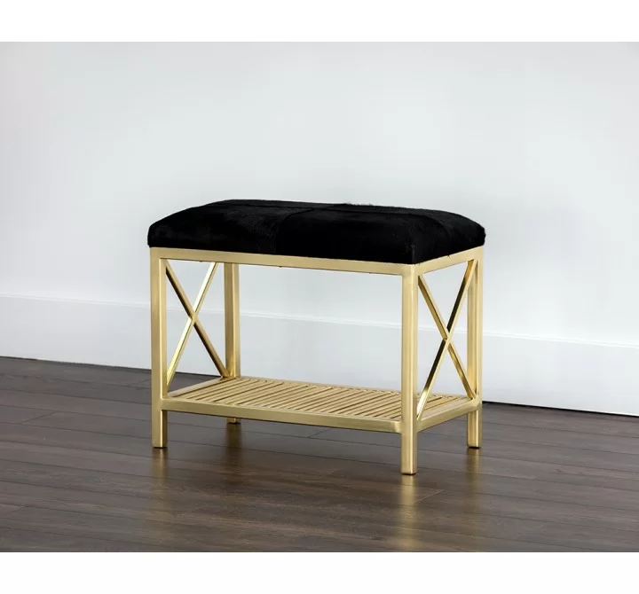 Bria Bench - Antique Brass - Black - Lifestyle