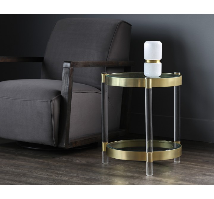 Sunpan York Side Table - Brass - Lifestyle