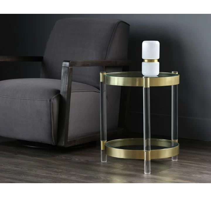 Sunpan York Side Table - Brass - Lifestyle