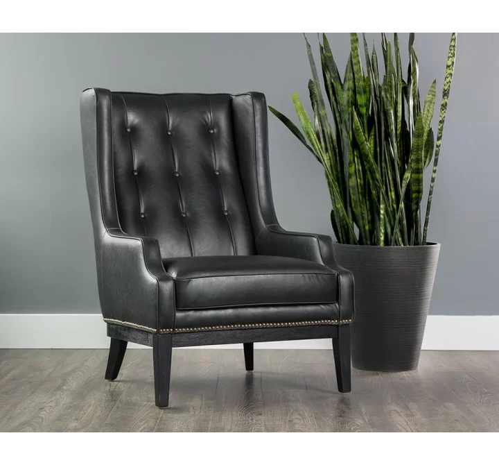 Sunpan Biblioteca Lounge Chair in Coal Black - Lifestyle