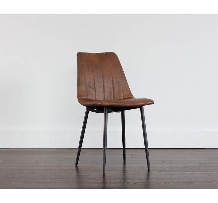 Sunpan Drew Dining Chair - Black - Bravo Cognac/Bravo Portabella/Light Grey - Lifestyle
