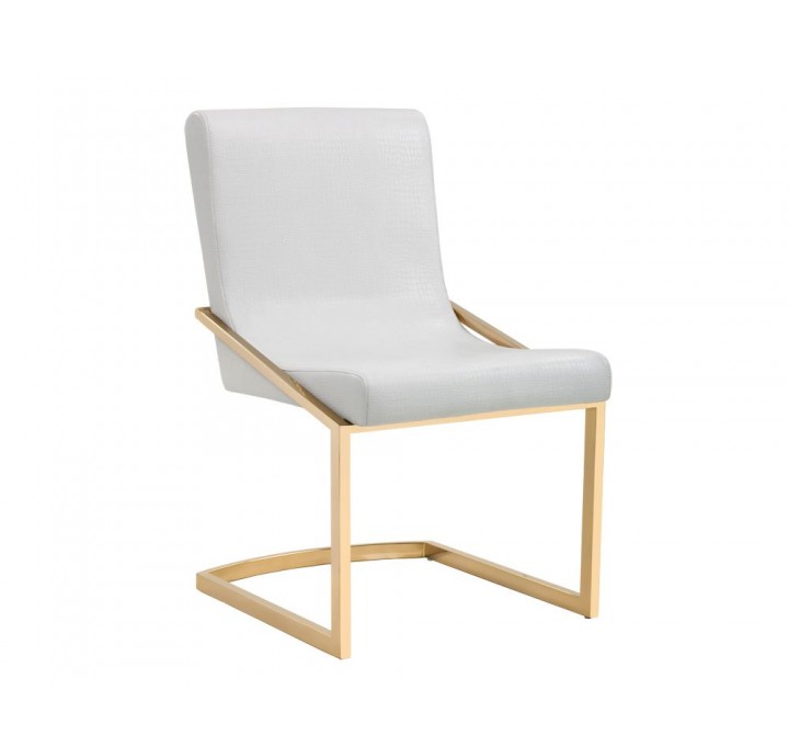 SUNPAN Marcelle Dining Chair - White Croc, Front White Background