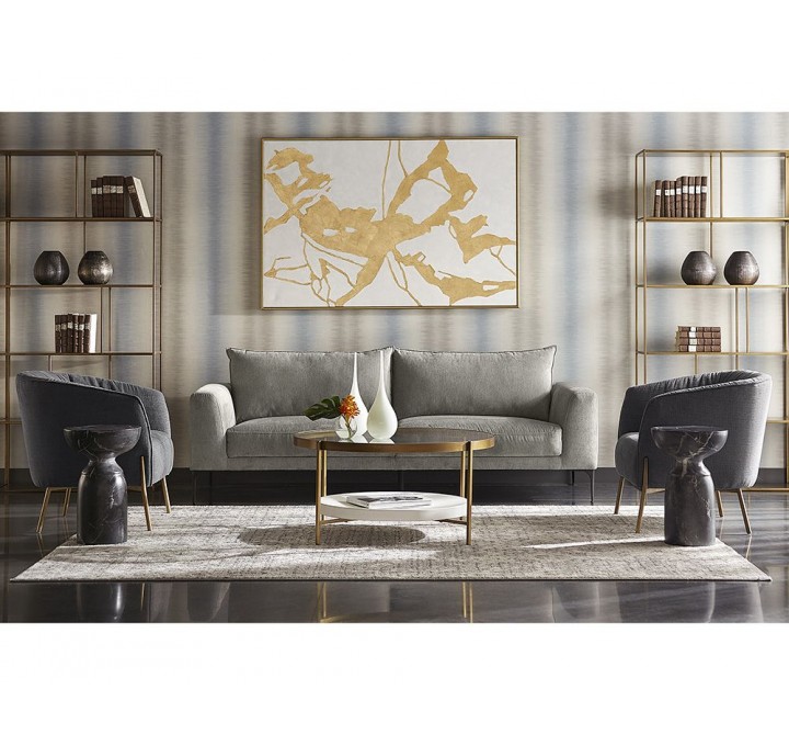 SUNPAN Goya End Table - Marble Look - Black, Lifestyle