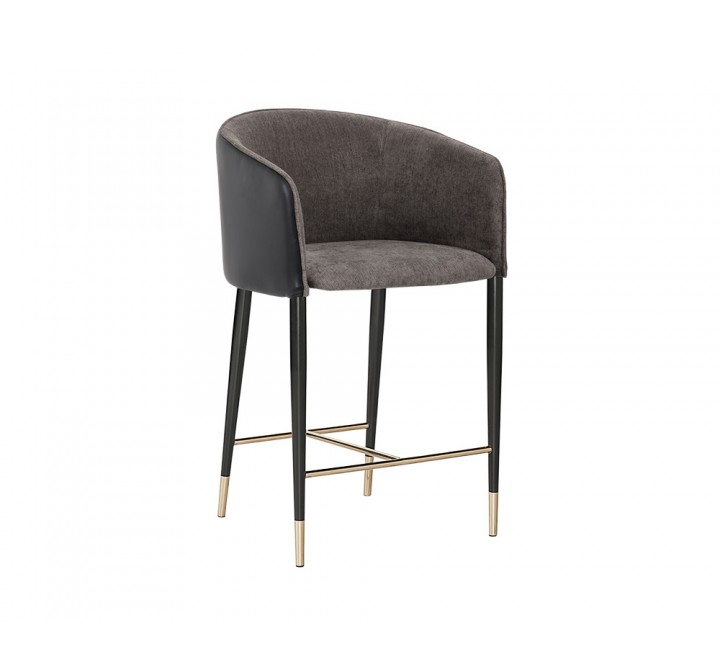 Asher Counter Stool - Sparrow Grey / Napa Black - Angled View