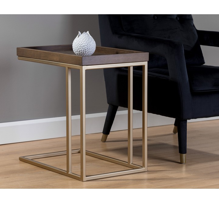 Arden C-shaped End Table - Gold - Raw Umber - Lifestyle