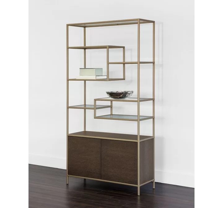 Stamos Bookcase - Gold - Raw Umber - Lifestyle
