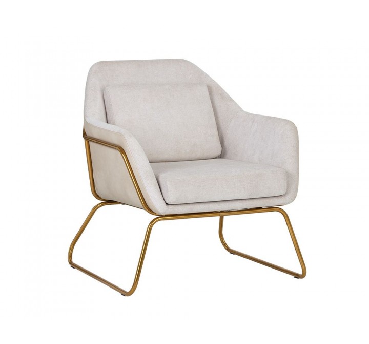 SUNPAN Watts Lounge Chair - Gold - Polo Club Muslin / Bravo Cream, Frontview 2