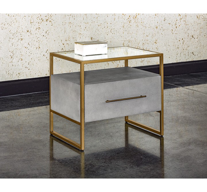  Sunpan Venice Nightstand - Shagreen Leather - Lifestyle