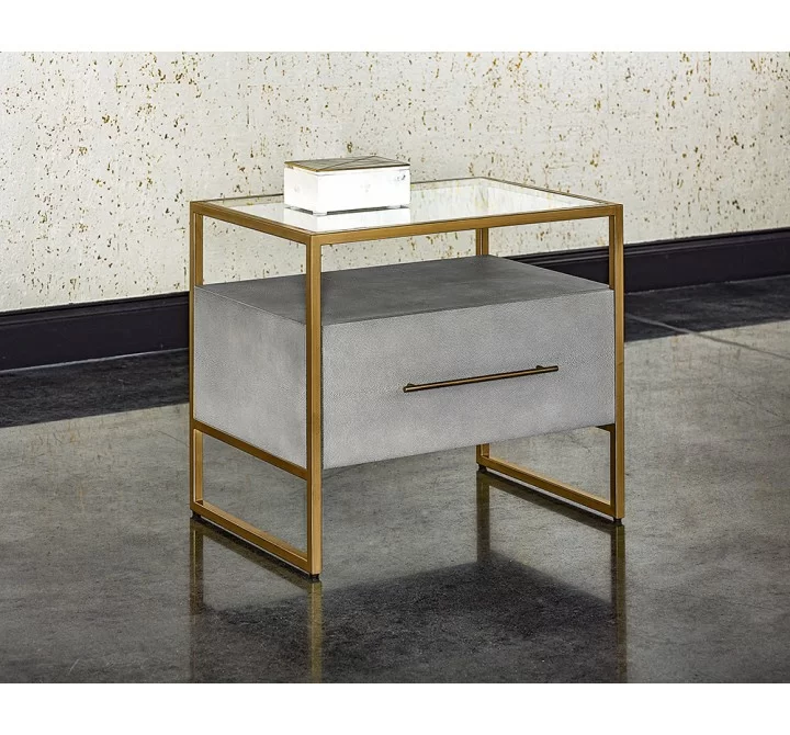  Sunpan Venice Nightstand - Shagreen Leather - Lifestyle