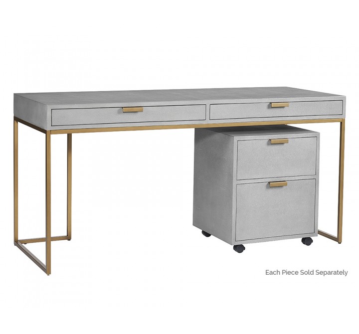 Sunpan Jiro Desk - Shagreen Leather - Front