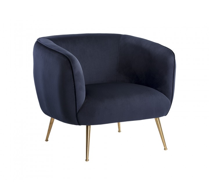 Amara Lounge Chair in Abbington Navy - Angled