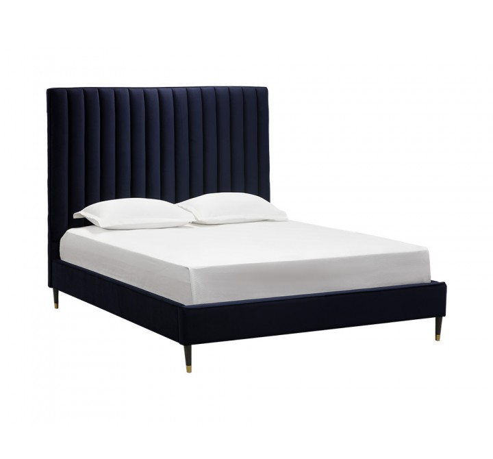 Yosi Bed - Queen - Abbington Navy - Angled View