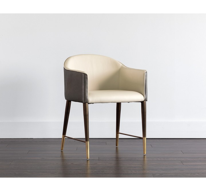 Sunpan Kylin Dining Armchair - Dillon Cream and Bravo Ash - Lifestyle