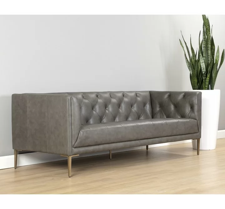 Westin Sofa - Vintage Steel Grey Leather - Angled Lifestyle