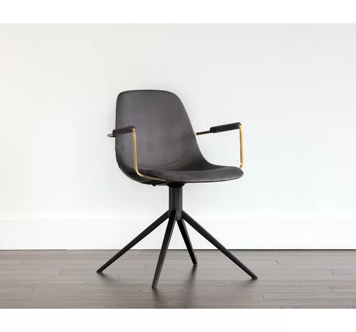 Cassius Swivel Dining Armchair - Slate Tint / Nightfall Black - Lifestyle