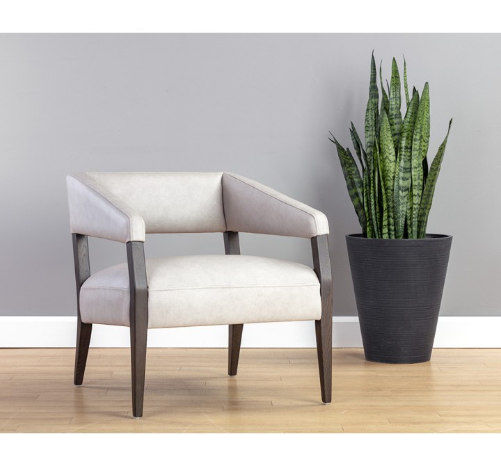 Sunpan Carlyle Lounge Chair in Saloon Light Grey Leather - Lifestyle 2