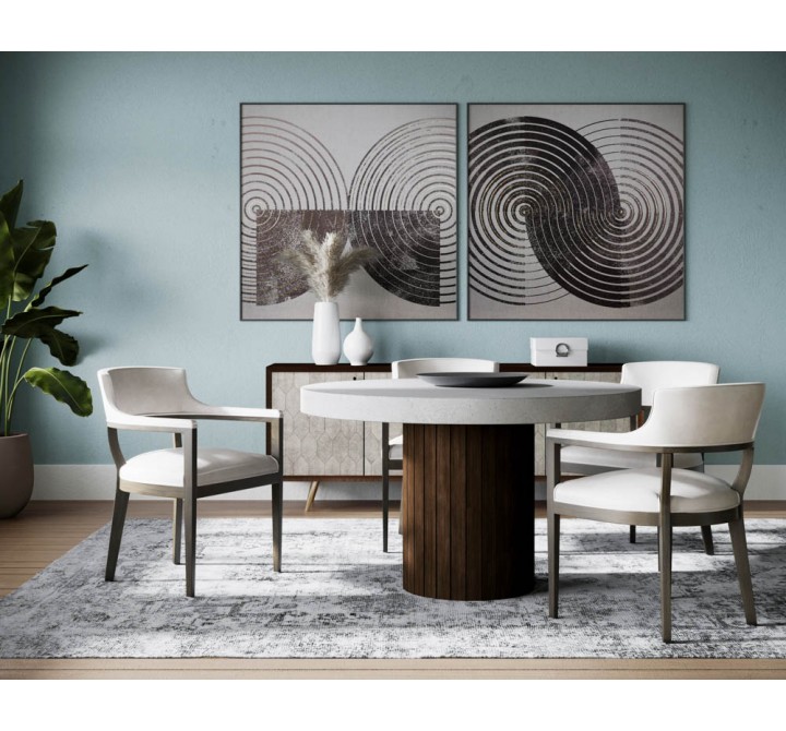 Sunpan Brylea Dining Armchair - Brown - Saloon Light Grey Leather - Lifestyle