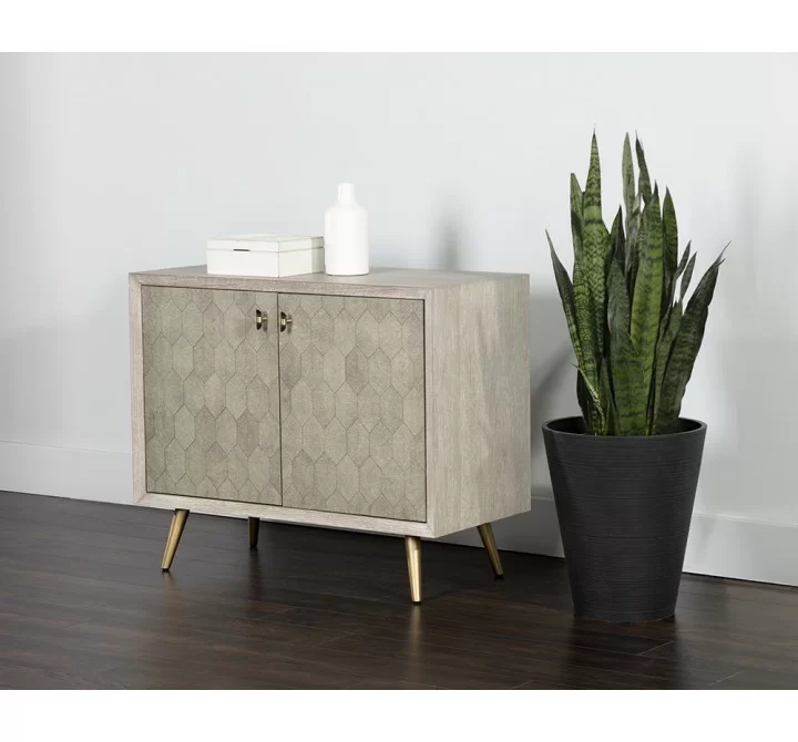 Aniston Sideboard - Small - White Ceruze - Shagreen Leather - Lifestyle Shot
