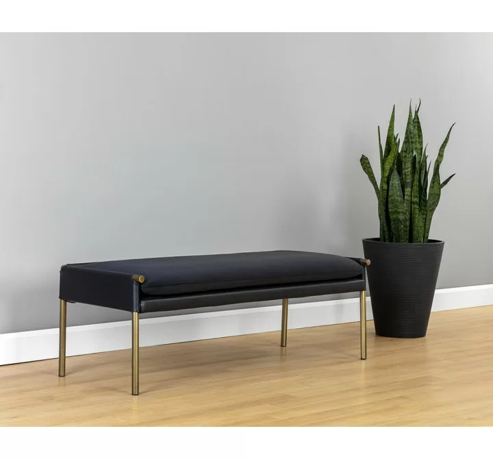 Sunpan Bellevue Bench in Abbington Black / Bravo Black - Lifestyle 2