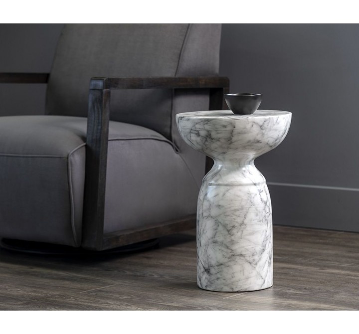 SUNPAN Goya End Table - Marble Look - White, Lidestyle