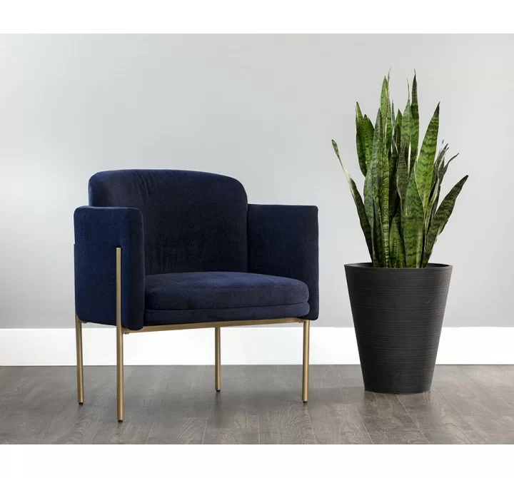 Richie Lounge Chair - Antique Brass - Danny Navy - Lifestyle