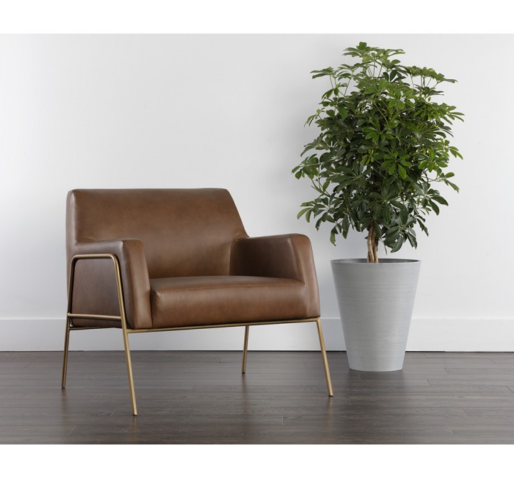 Sunpan Cybil Lounge Chair in Vintage Caramel Leather - Lifestyle