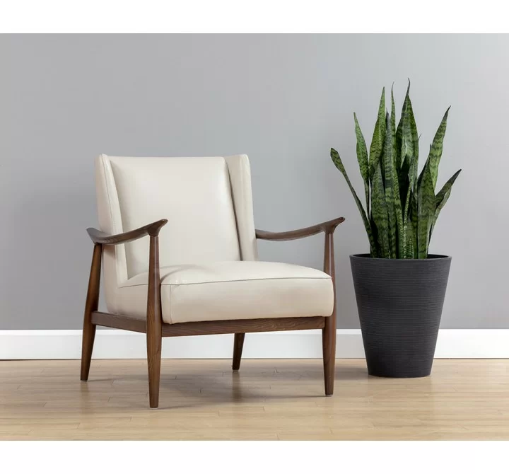 Sunpan Azella Lounge Chair - Manchester Stone Leather - Lifestyle