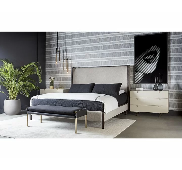 Sunpan Colette Bed In Brown And Belfast Heather Grey - Lifestyle